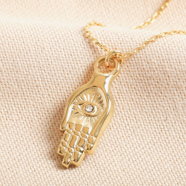 Hamsa hand gold necklace