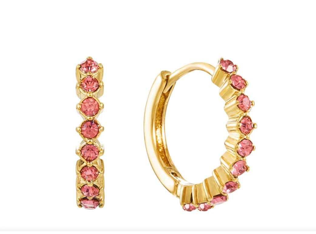 Mimi Gold Pink Huggie Earrings