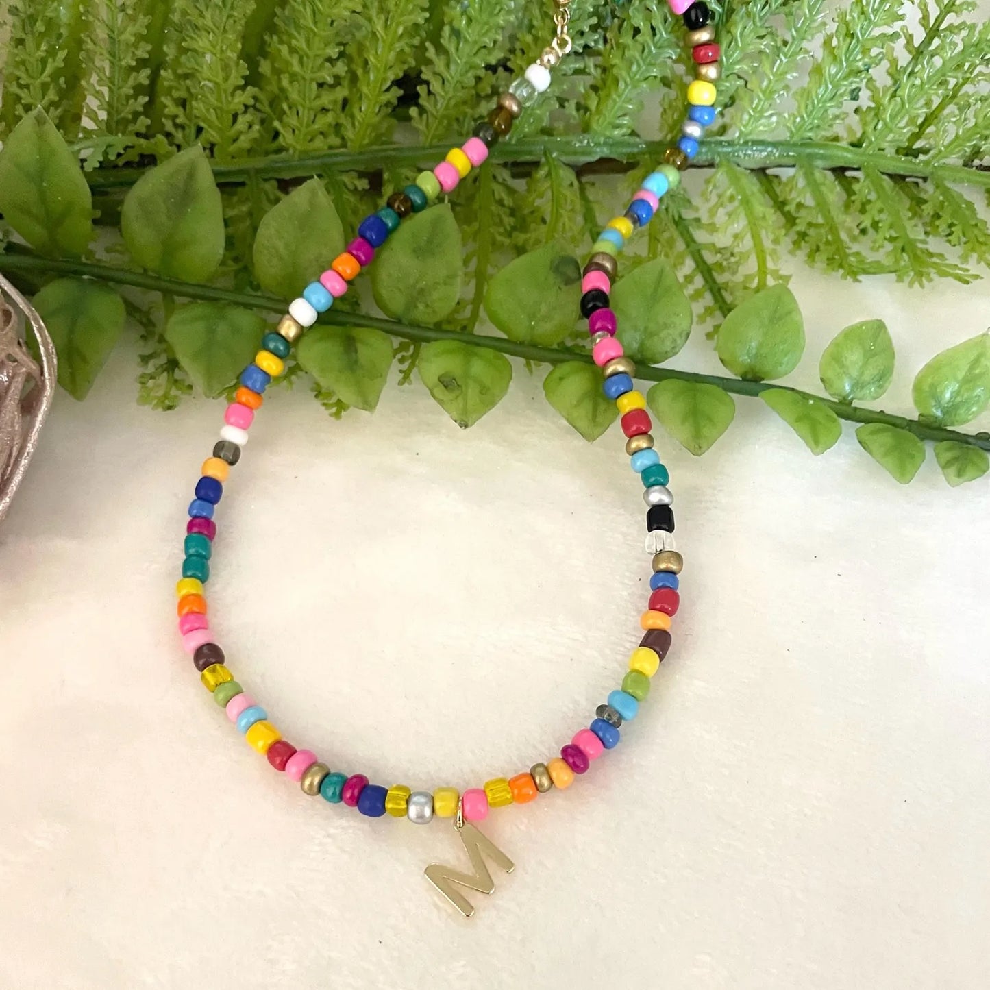 Beaded initial necklace