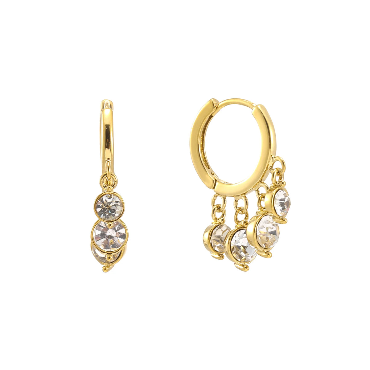 Bijoux De Mimi Iris gold crystal waterfall huggie earrings