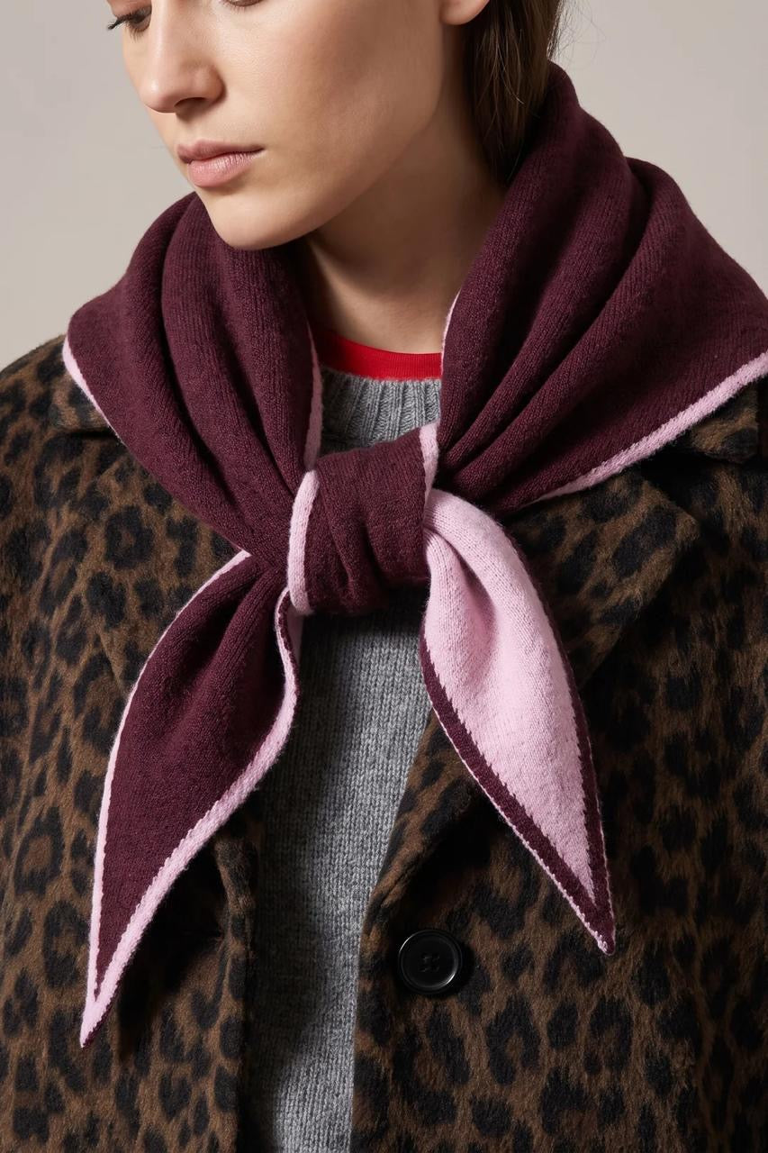 Burgundy & pink trim triangle scarf