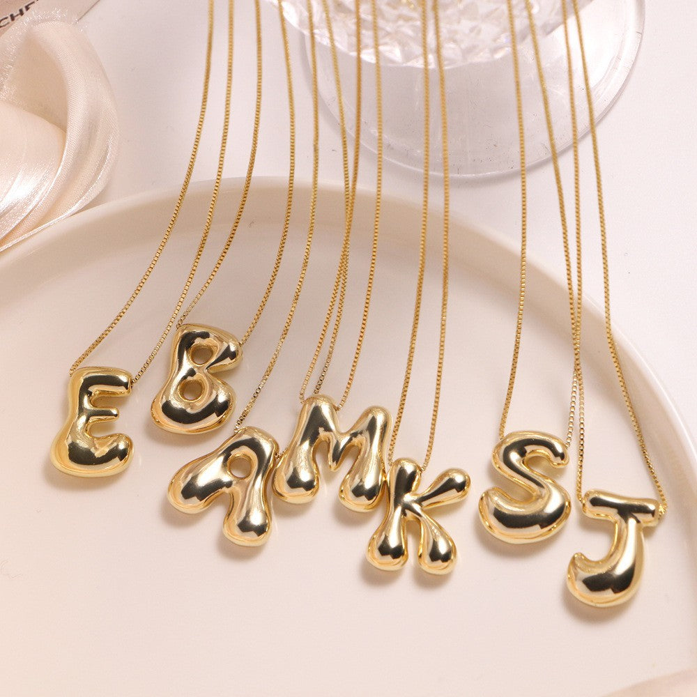 Bubble gold letter necklace