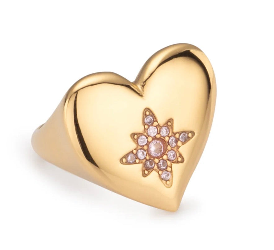 Ruby Gold Chunky Heart Ring size P