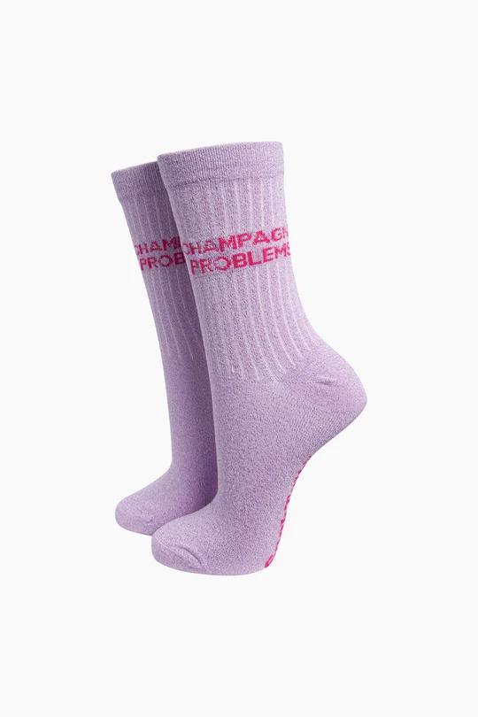 Champagne Problems cotton glitter socks