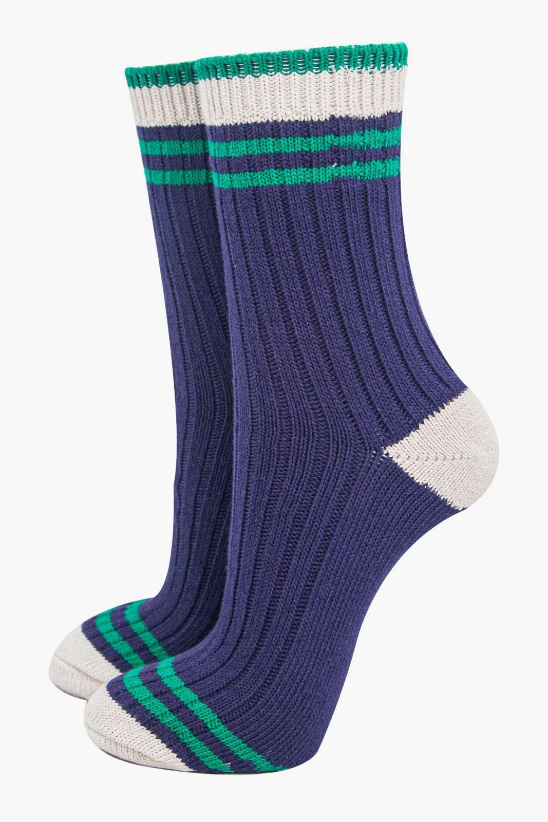 Stripe socks - Navy & Green