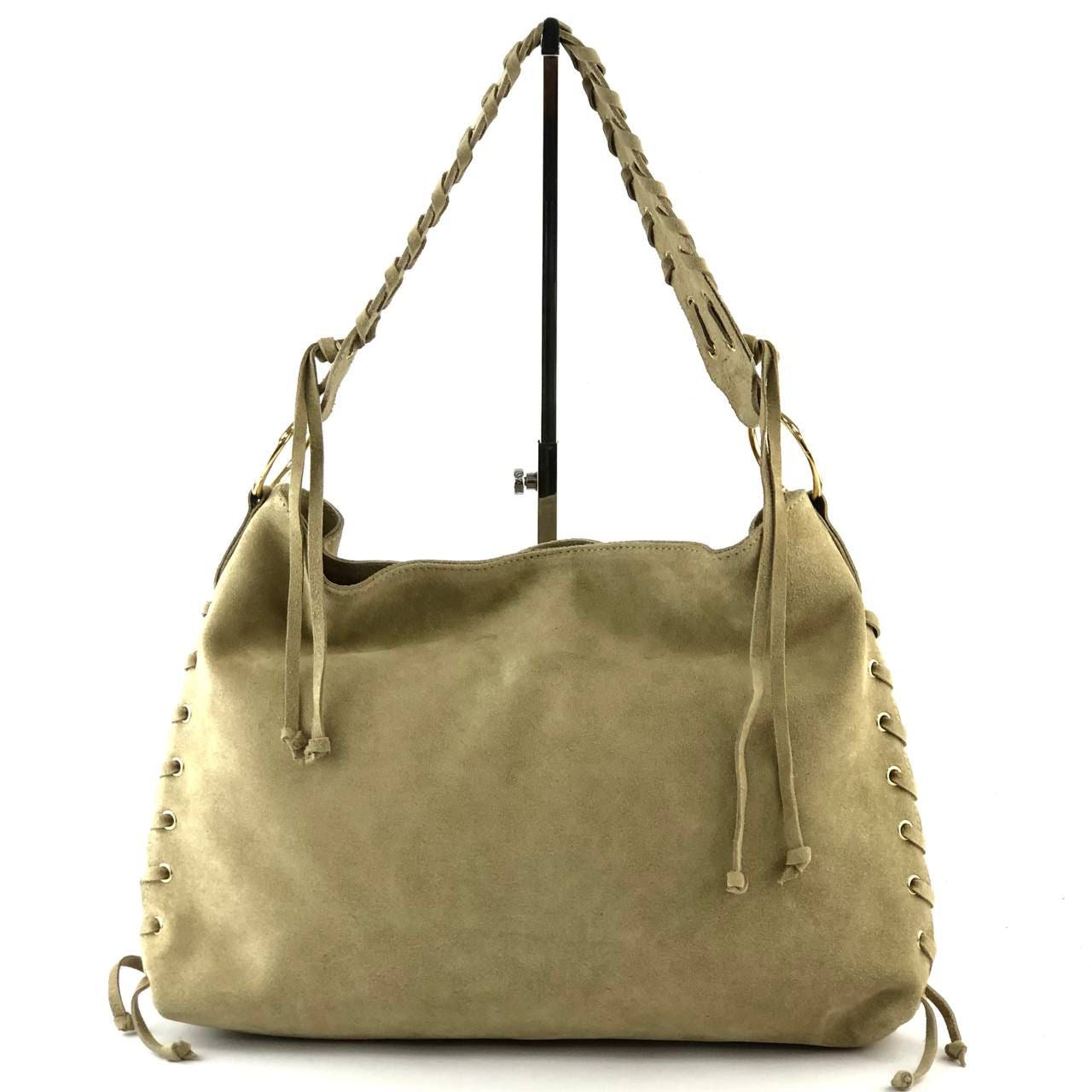 Suede corset shoulder bag - cream