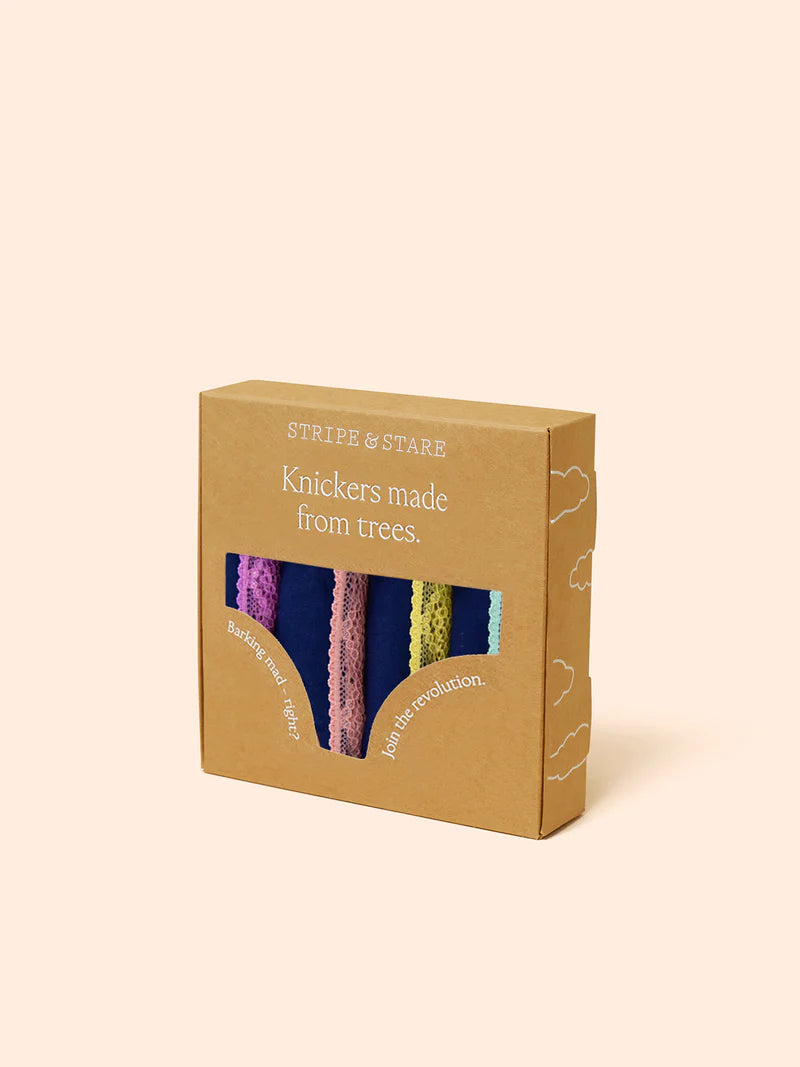 Stripe & Stare knickers four pack - Navy & Neon