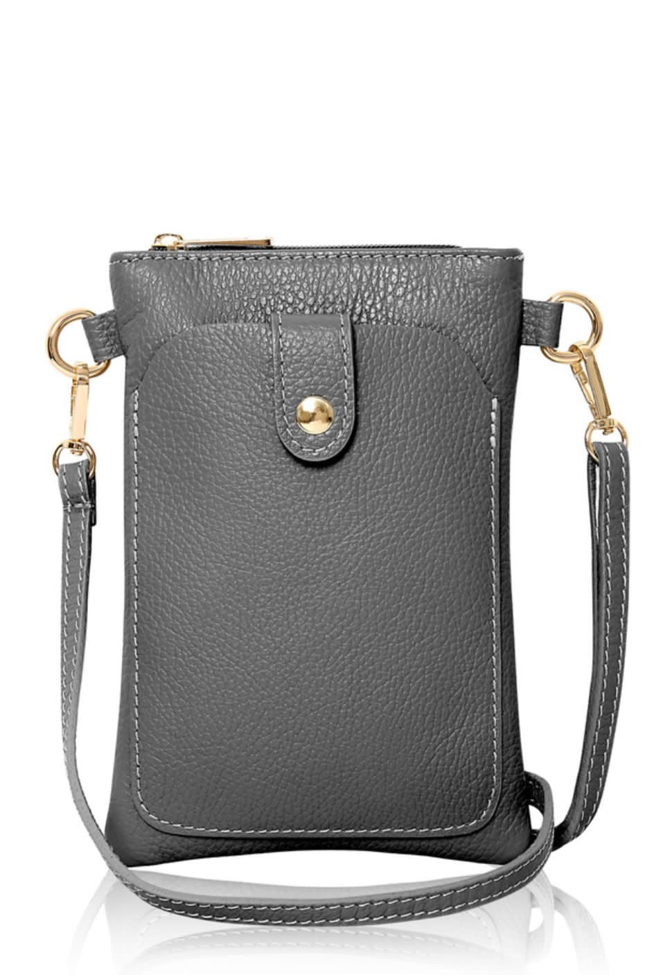 Dark grey leather bag online