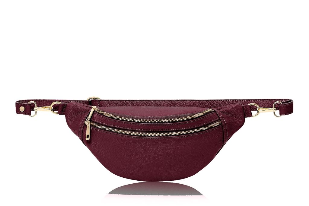 Leather bumbag - burgundy