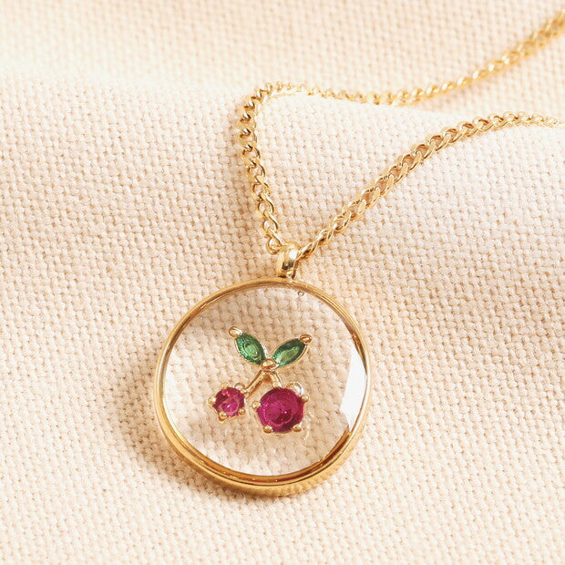 Cherry pendant gold necklace
