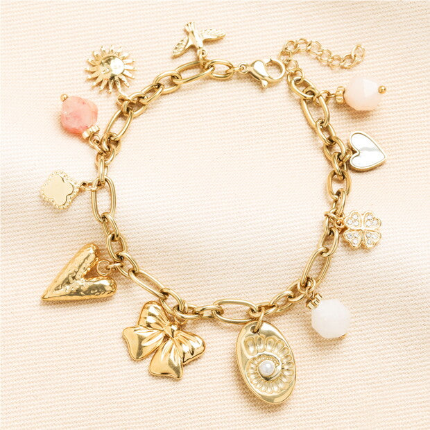 Chunky charm gold bracelet