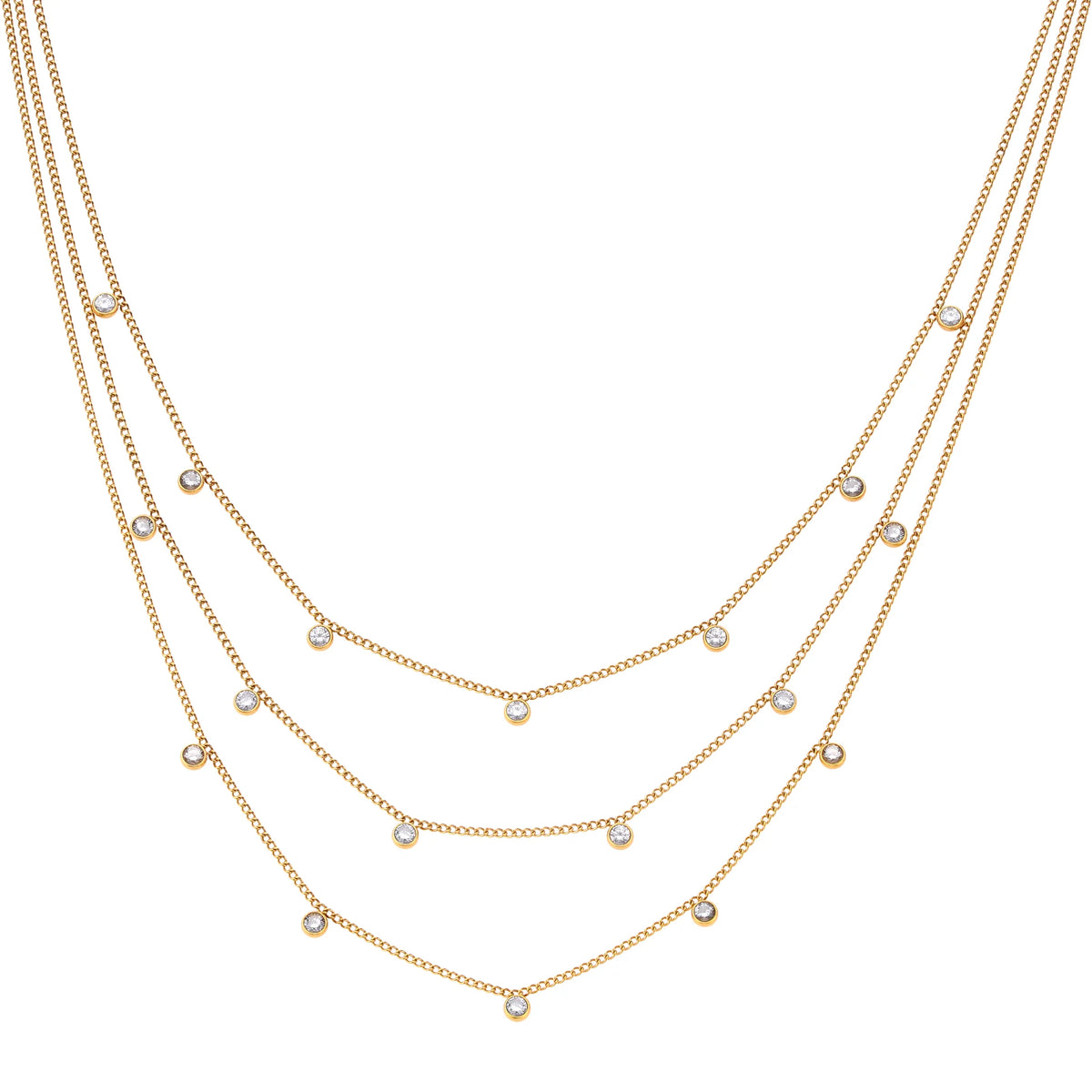 Bijoux De Mimi Amy gold crystal necklace stack