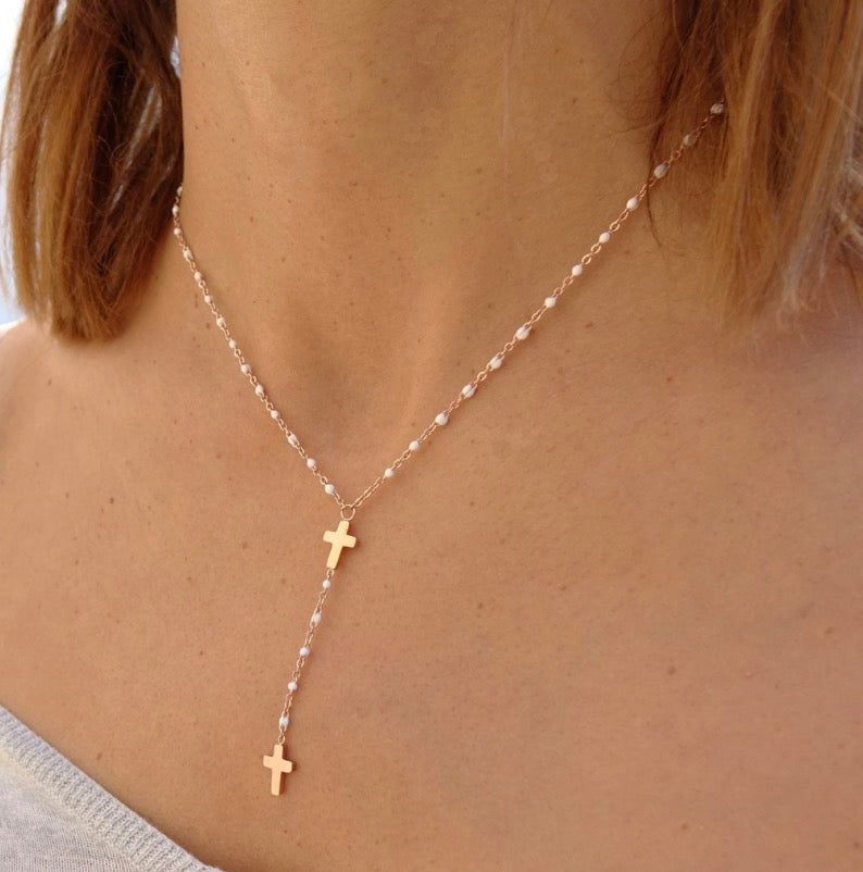 Cross pearl necklace