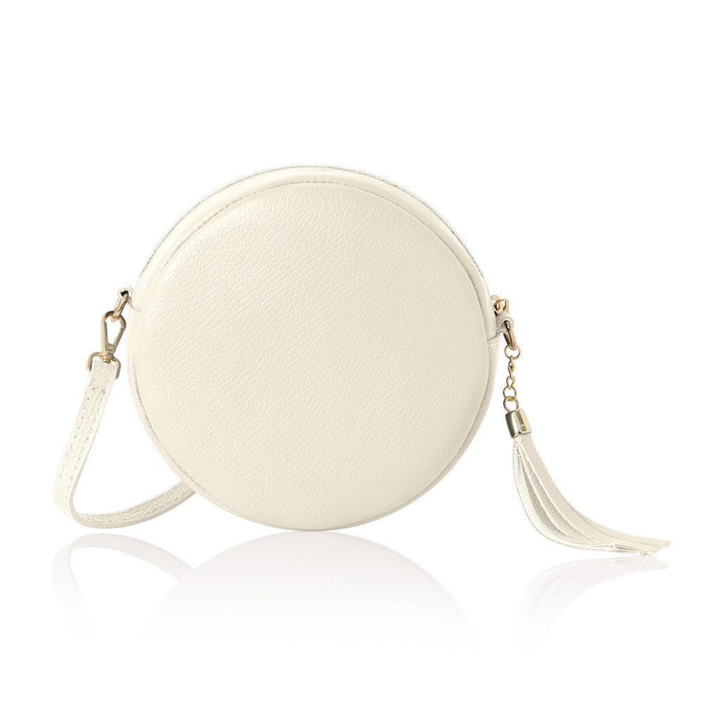 Leather Circle Bag - cream