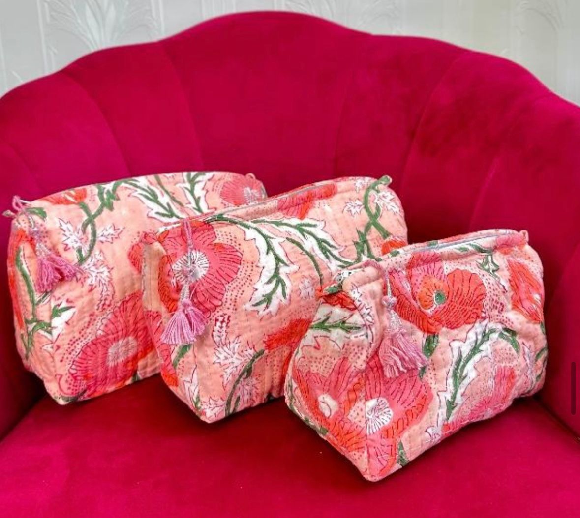 Washbags - peach flowers