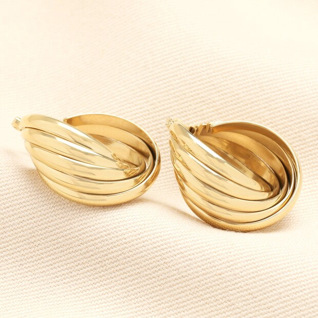 Twisted hoop gold earrings