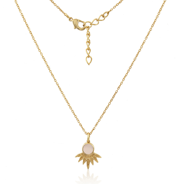 Splay necklace in gold & pink chalcedony