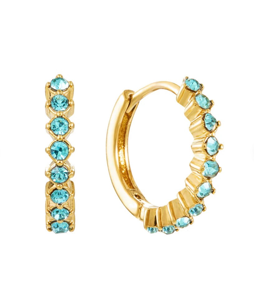 Mimi Gold Turquoise Huggie Earrings