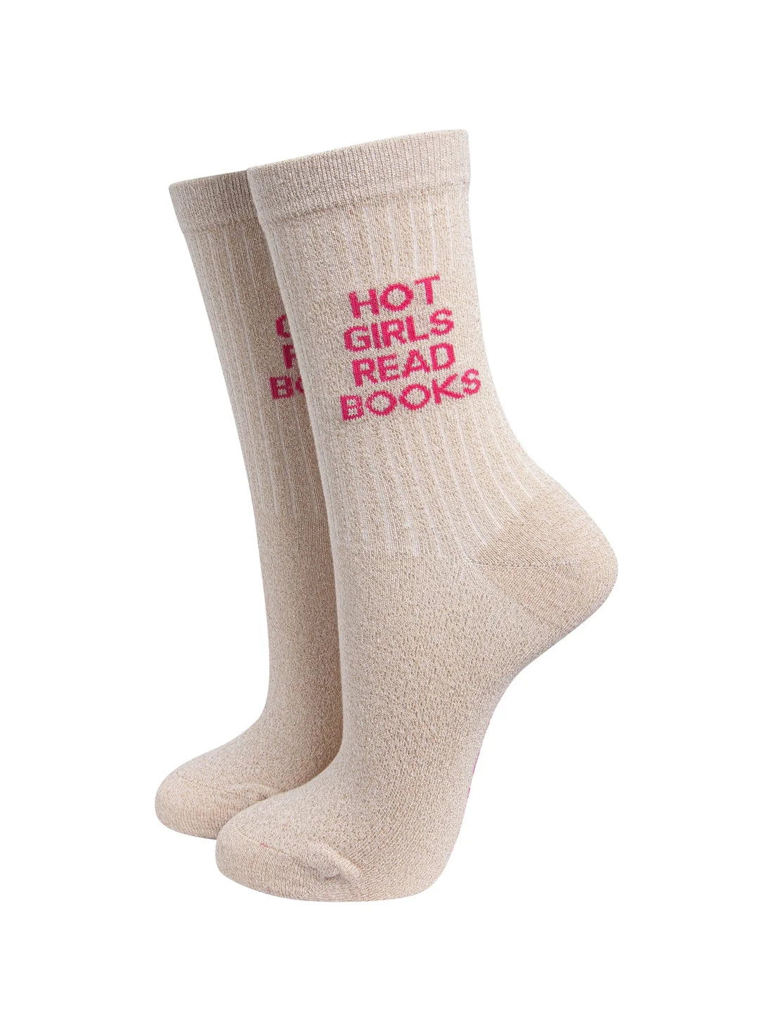 Hot Girls Read Books cotton glitter socks