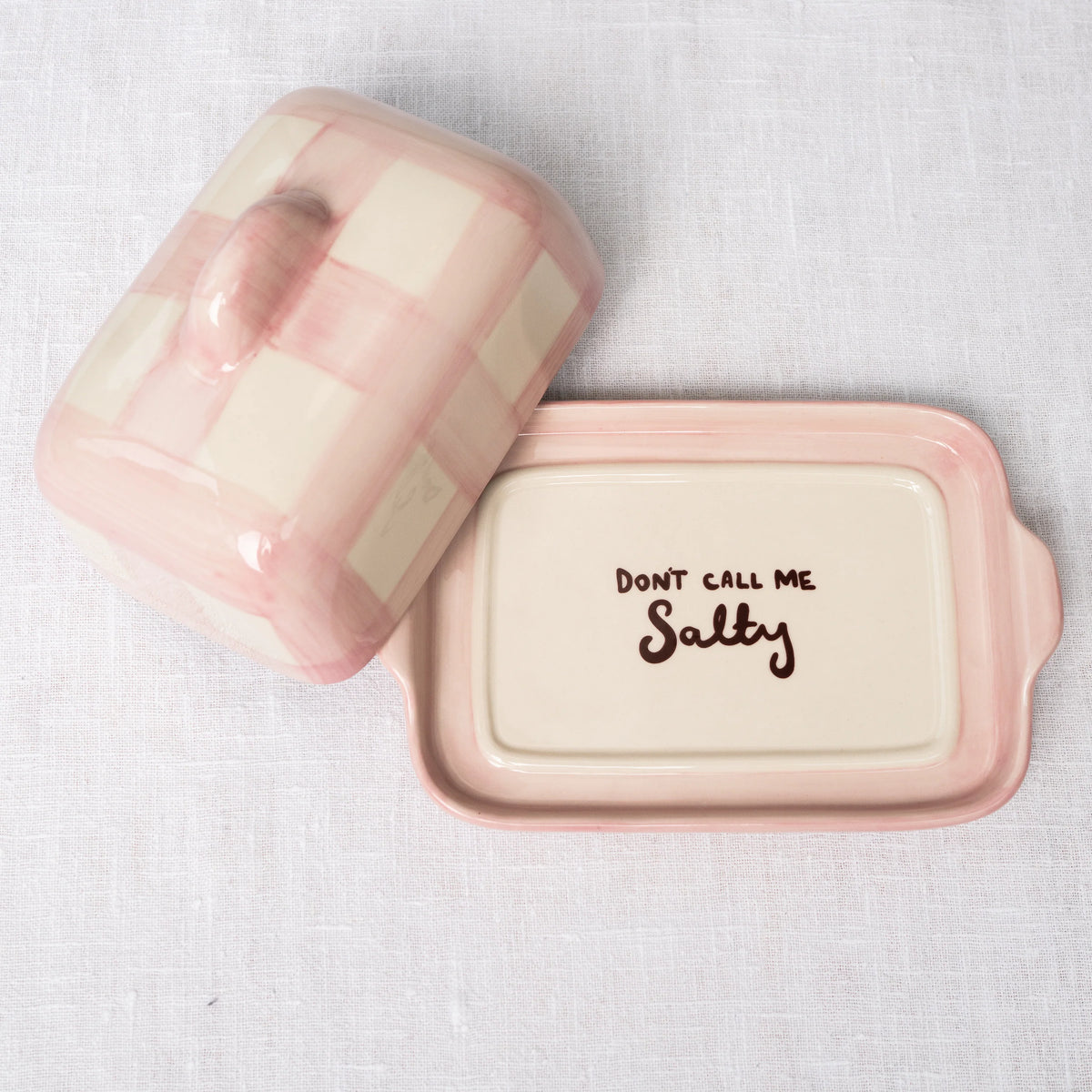 The fancy butter dish pink & white