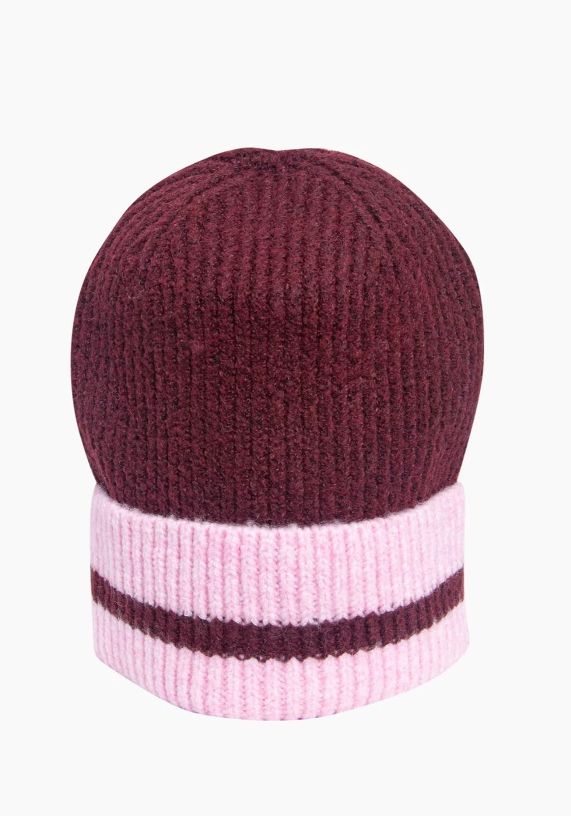 Striped beanie - berry & pink
