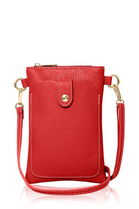 Leather crossover bag - red