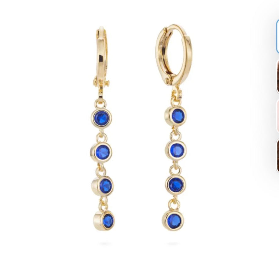 ELLICA BLUE GOLD DROPLET HUGGIE EARRINGS