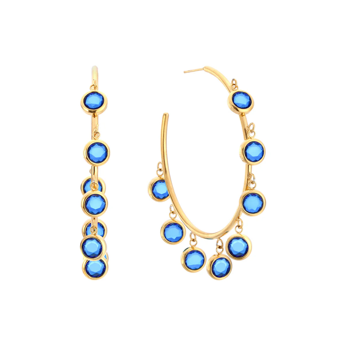 Bijoux De Mimi Faiza gold blue droplet hoops