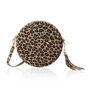 Leather Circle Bag - leopard print