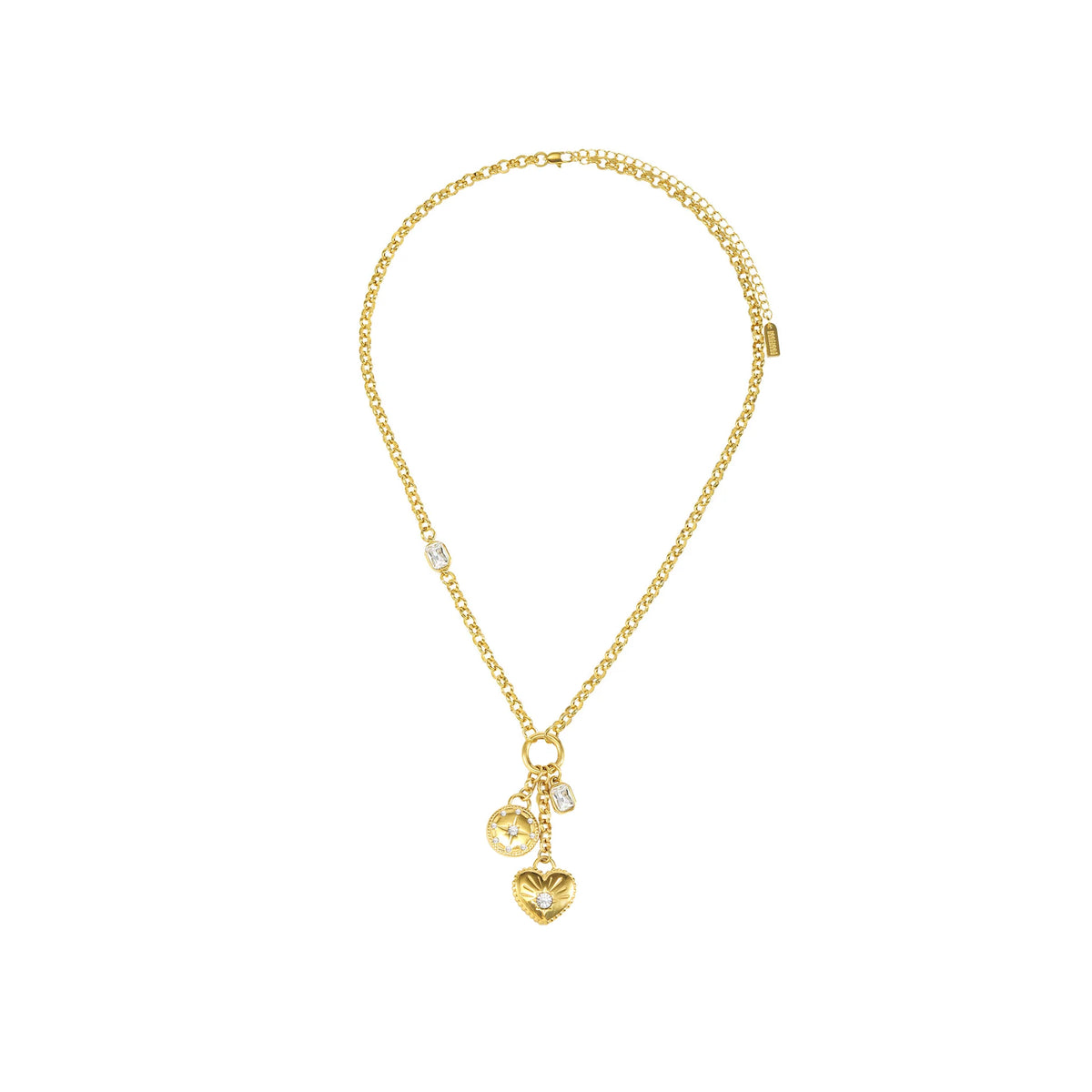 Bijoux De Mimi Olive crystal gold charm necklace