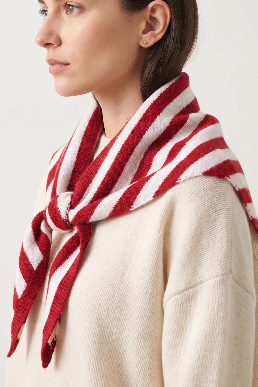 Red & white stripe triangle scarf