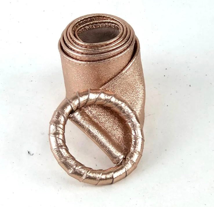 Wide Leather Belt - Rosegold
