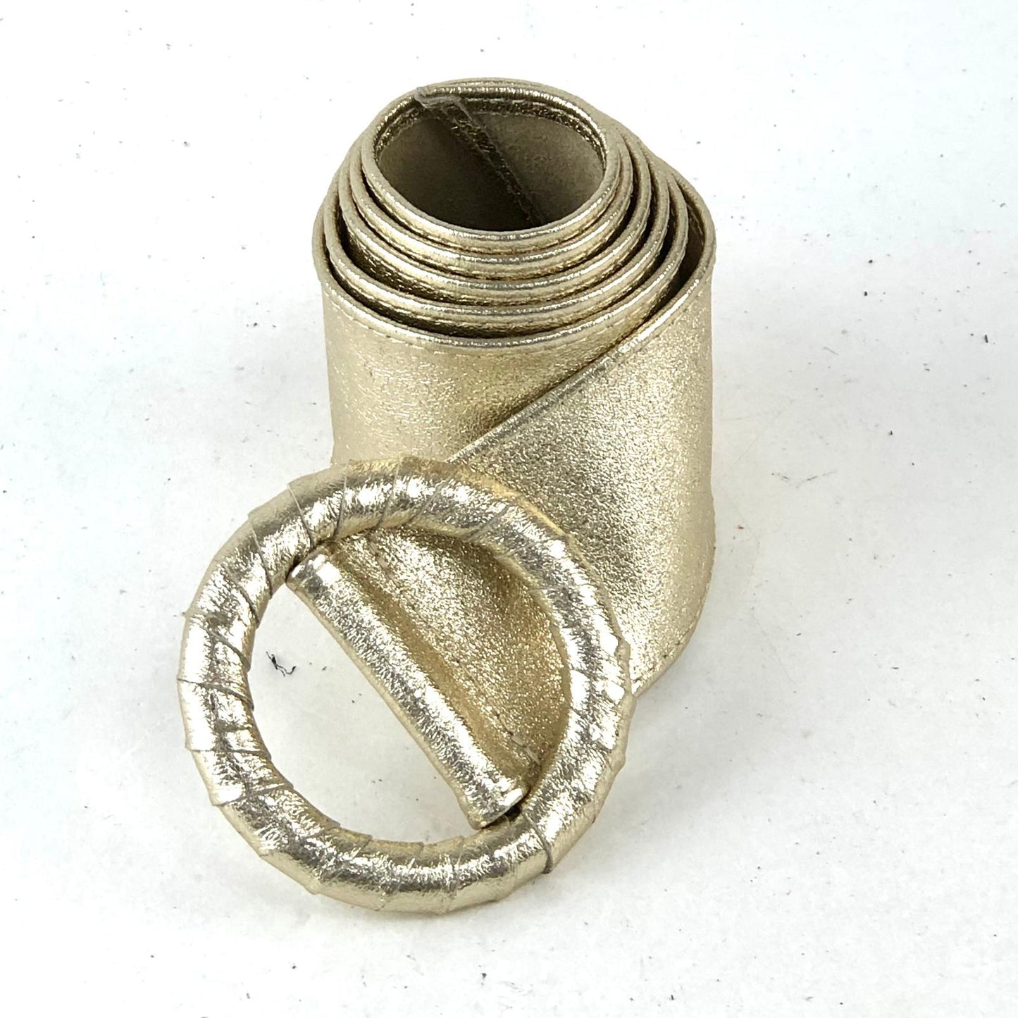 Wide Leather Belt - Gold