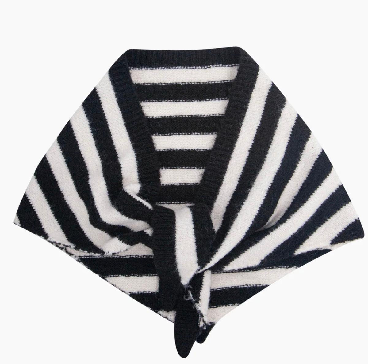 Black & white stripe triangle scarf