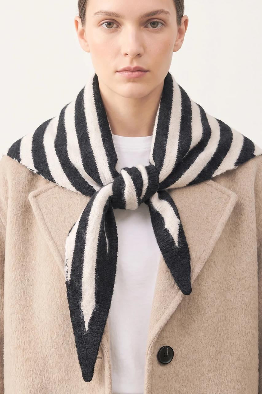 Black & white stripe triangle scarf