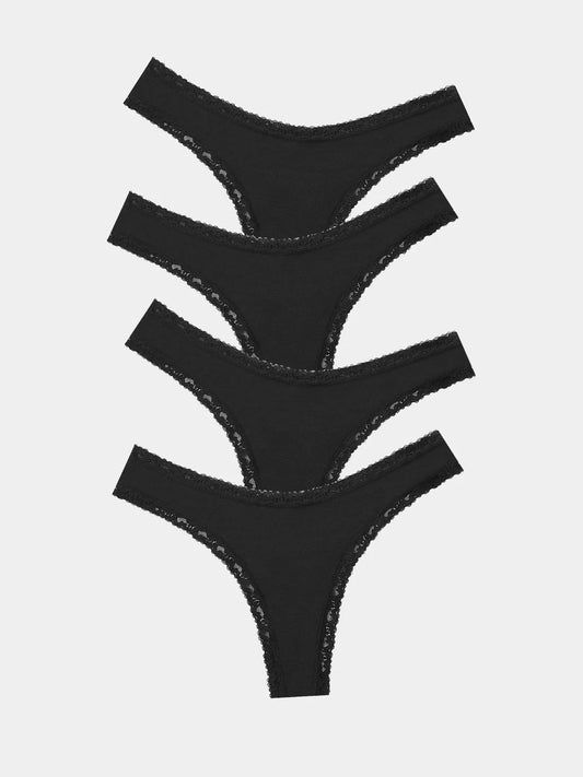 Stripe & Stare thongs four pack - Black