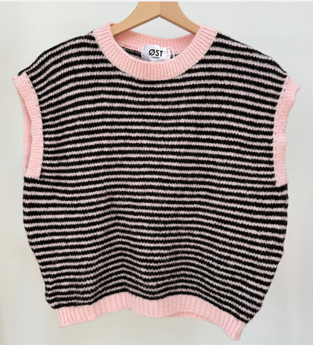 OST Alma Wool Vest -Pink/Brown