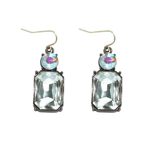 Twin Gem Hook Earrings - Opal