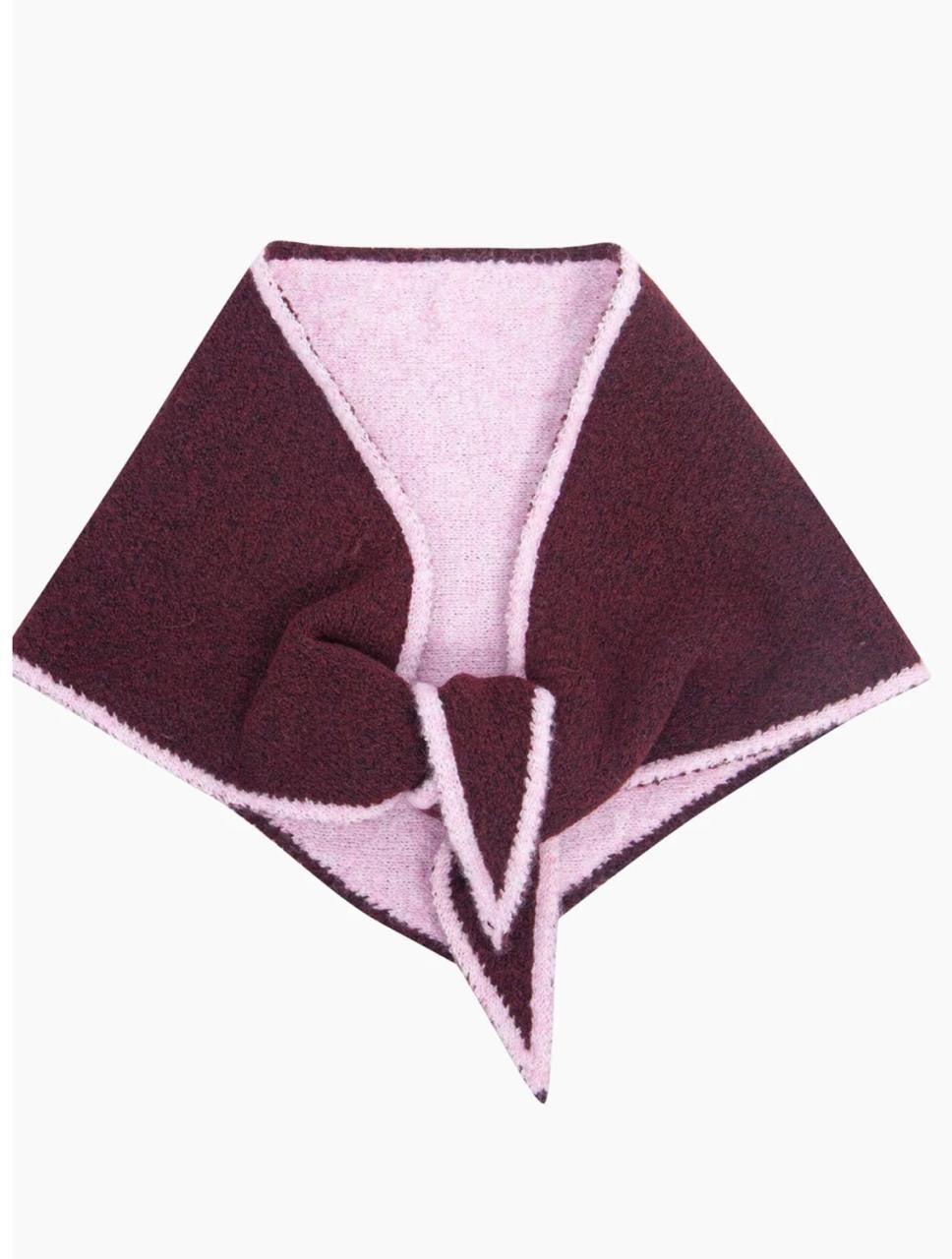 Burgundy & pink trim triangle scarf