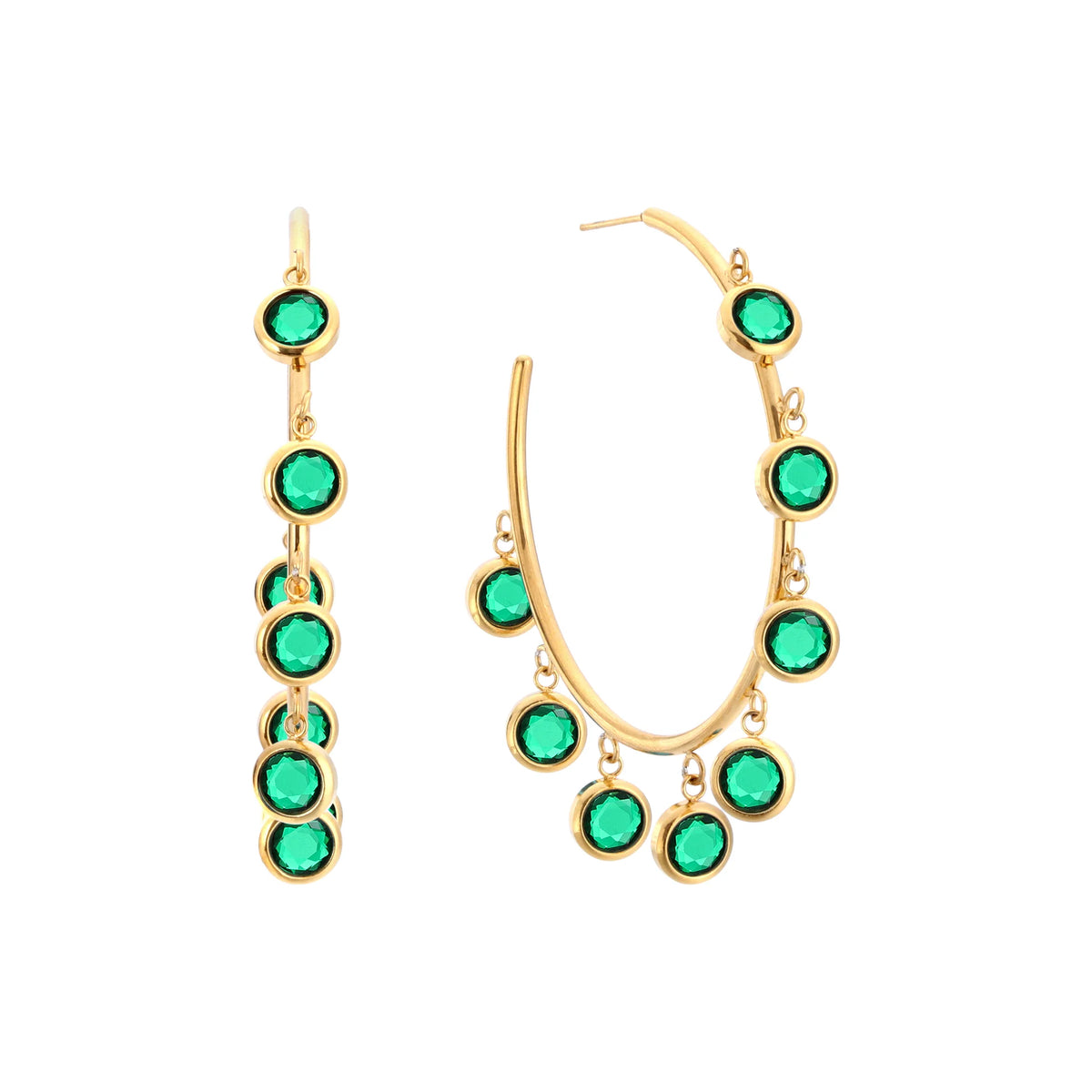 Bijoux De Mimi Faiza gold green droplet hoops