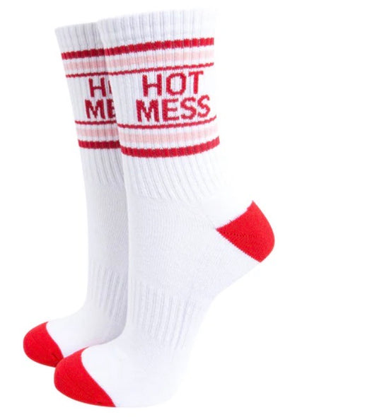 Hot Mess Organic Cotton Sports Socks in White