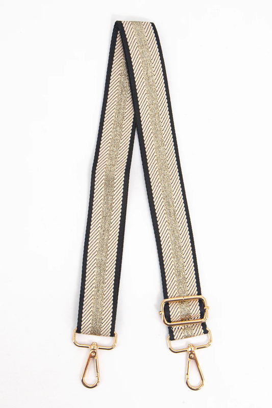 Bag Strap - Cream/Gold Glitter Stripe