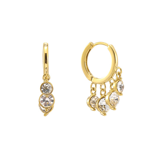 Bijoux De Mimi Iris gold crystal waterfall huggie earrings