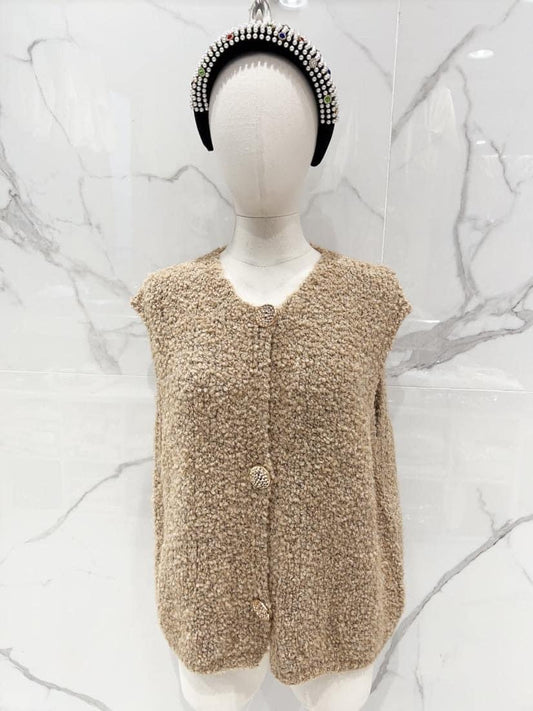 Teddy sleeveless cardigan - beige