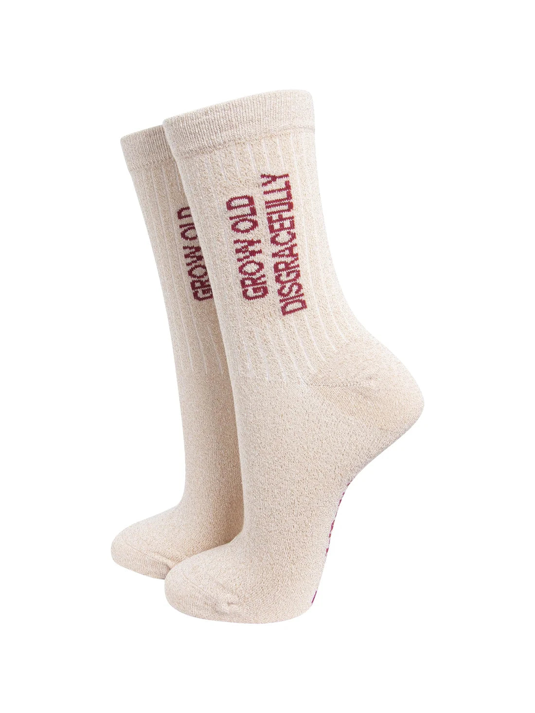 Grow old disgracefully cotton glitter socks