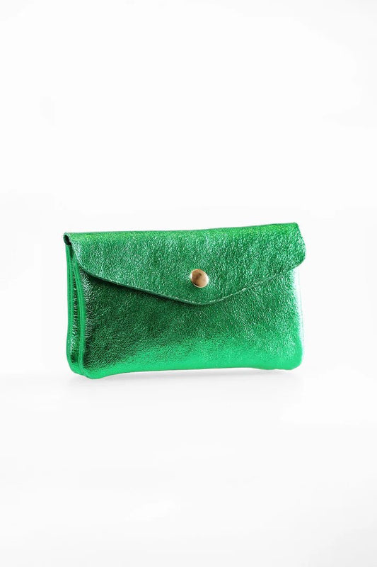 Leather Purse - Metallic Green