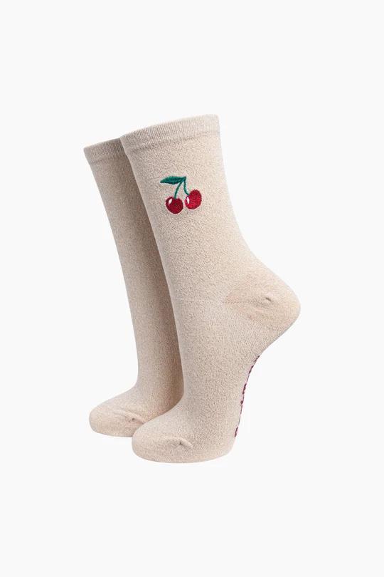 Cherry cotton glitter socks
