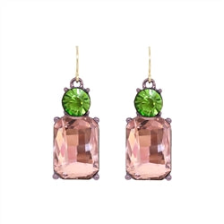 Pink and Green twin gem earrings