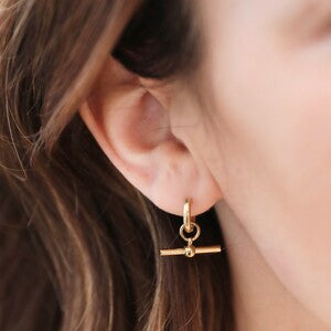 Gold T Bar earrings