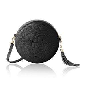 Leather Circle Bag - Black